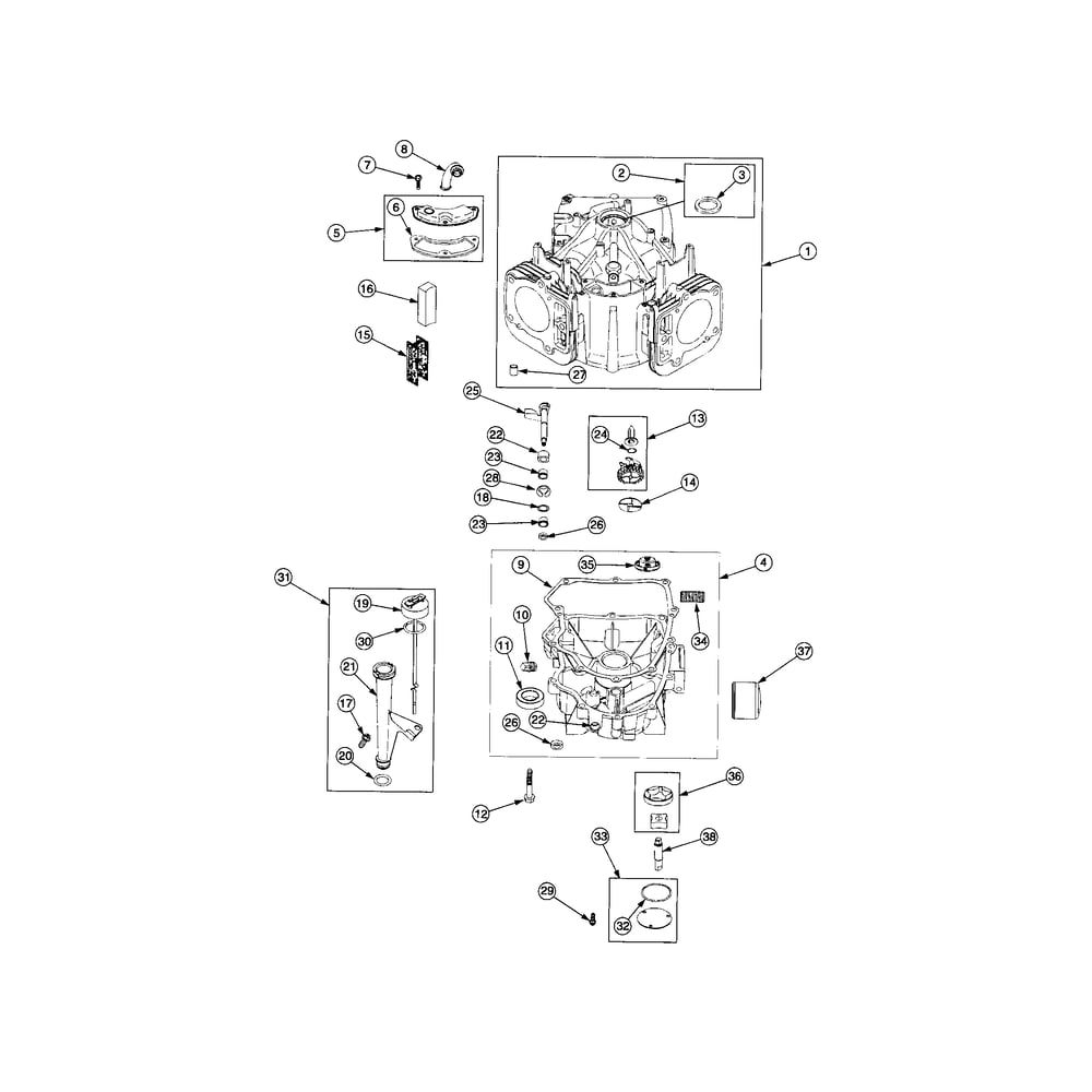 Cylinder/Crankcase/Breather Diagram and Parts List for RZTSERIES  Cub Cadet Lawn Tractor